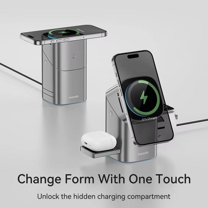 Maxco PowerFold 3-in-1 Charging Hub – Phone, Watch & AirPods Compatible