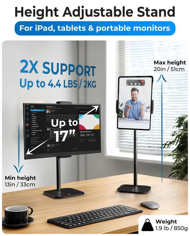 TabStand Elite™ 360° Adjustable Tablet & Portable Monitor Stand – Foldable Aluminum Holder for iPad Pro, Air, Mini & 17” Devices