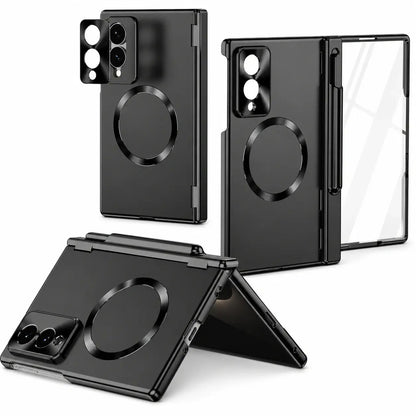 Magnetic Hinge Case with Glass & Stylus For Galaxy Z Fold Series
