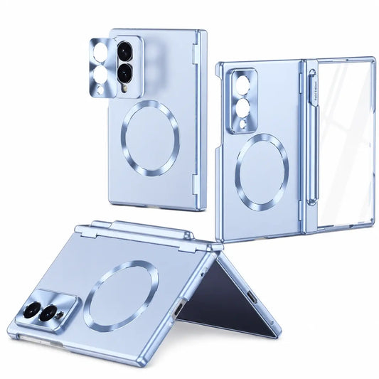 Magnetic Hinge Case with Glass & Stylus For Galaxy Z Fold Series
