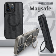 Premium Carbon Fiber MagSafe Case with Stand & Lens Guard