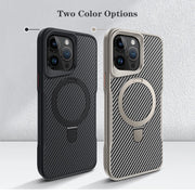 Premium Carbon Fiber MagSafe Case with Stand & Lens Guard