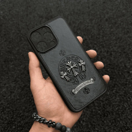 Luxury Gothic High Grade Black Leather iPhone case