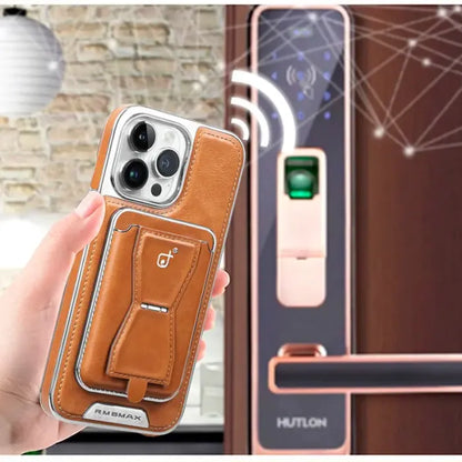 Luxury 3-in-1 Magnetic Leather Case for iPhone – Stand, Card & Cash Holder