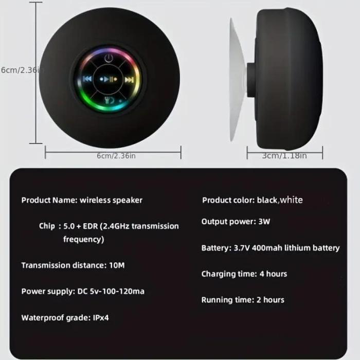 Waterproof LED Bluetooth Speaker – Mini & Portable