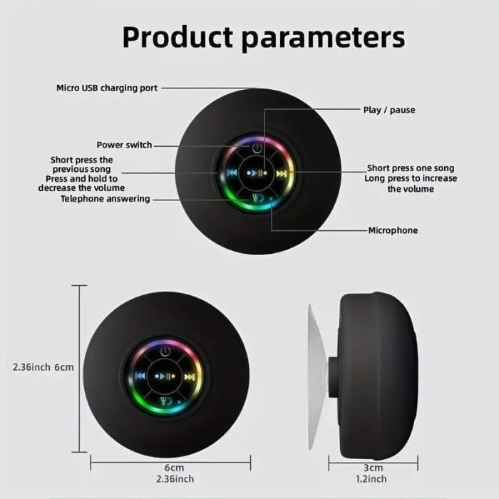 Waterproof LED Bluetooth Speaker – Mini & Portable
