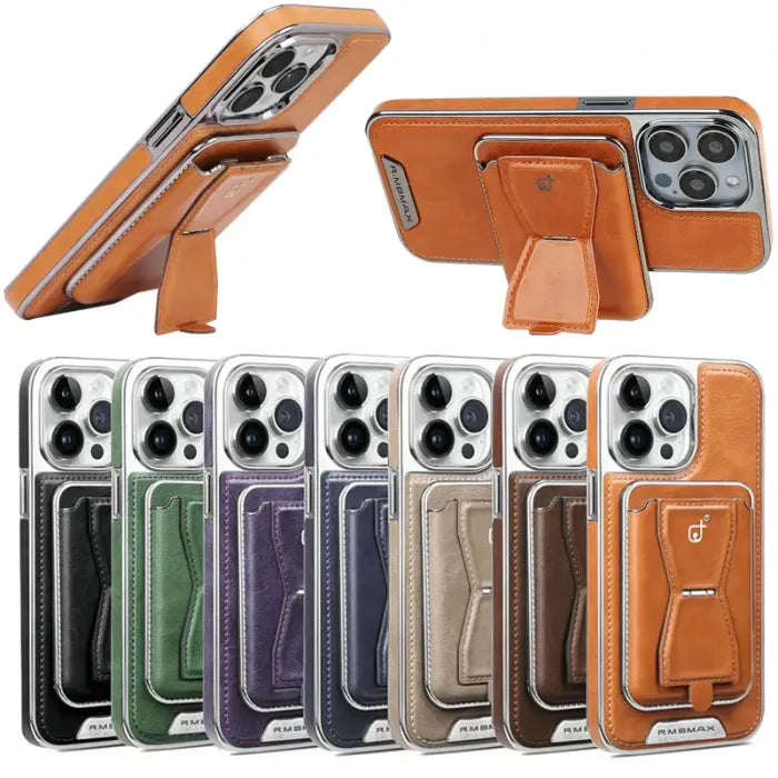 Luxury 3-in-1 Magnetic Leather Case for iPhone – Stand, Card & Cash Holder