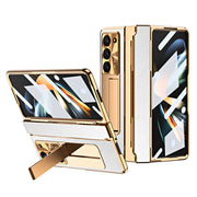 Luxury Leather Magnetic Bracket Shell Electroplated Phone Case For Samsung Galaxy Z Fold Series