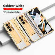 Luxury Leather Magnetic Bracket Shell Electroplated Phone Case For Samsung Galaxy Z Fold Series