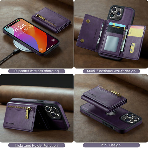 2 in 1 Retro Magnetic Wallet Case for iPhone