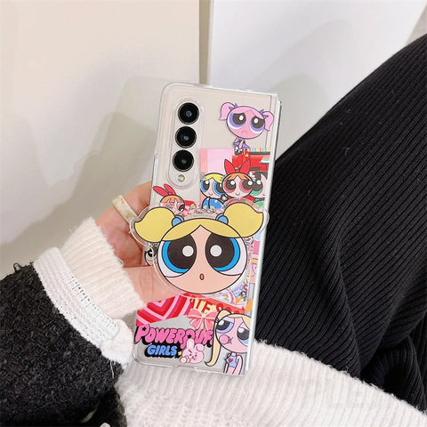 Cute Cartoon Girl Phone Holder Cases For Samsung Galaxy Z Fold 3 5g