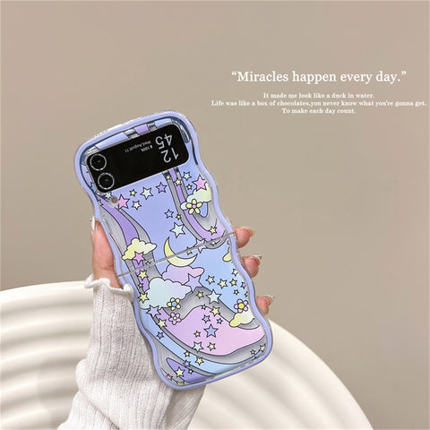 Cute Korean Butterfly Rainbow Wavy Case for Galaxy Z Flip 3 & 4