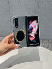 Luxury Mirror Shockproof Case And Bracelet Chain For Samsung Galaxy Z Fold 2 3 4 5G